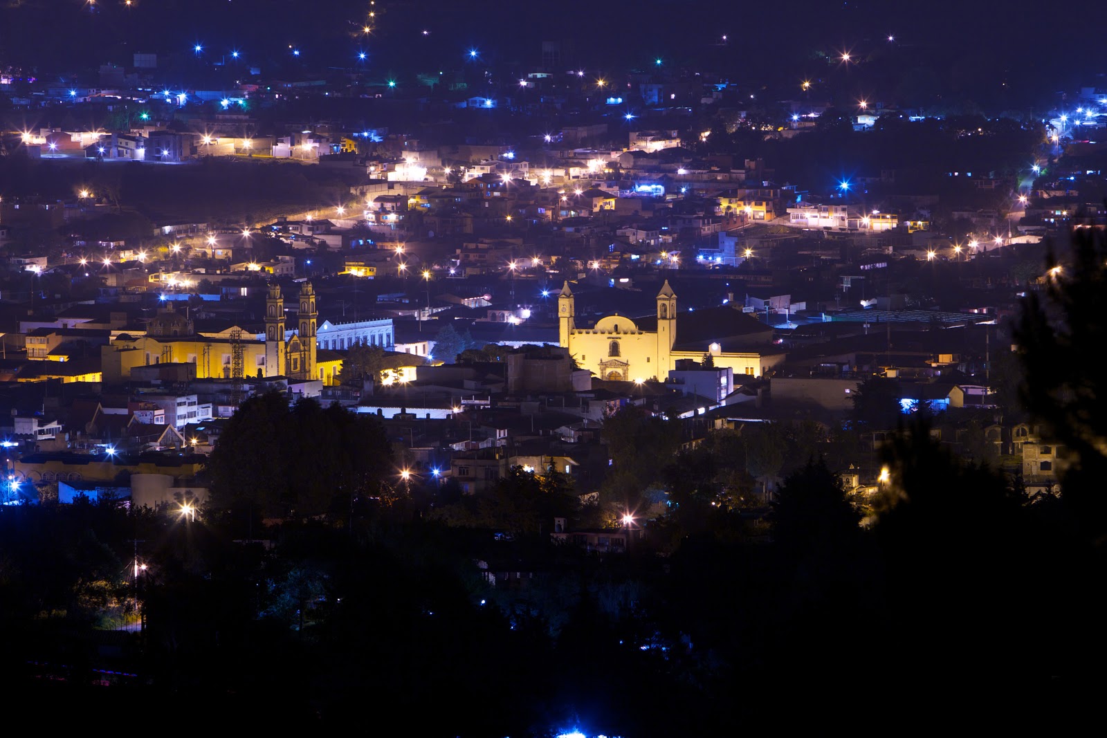 Vista nocturna de Zacatlán, Puebla